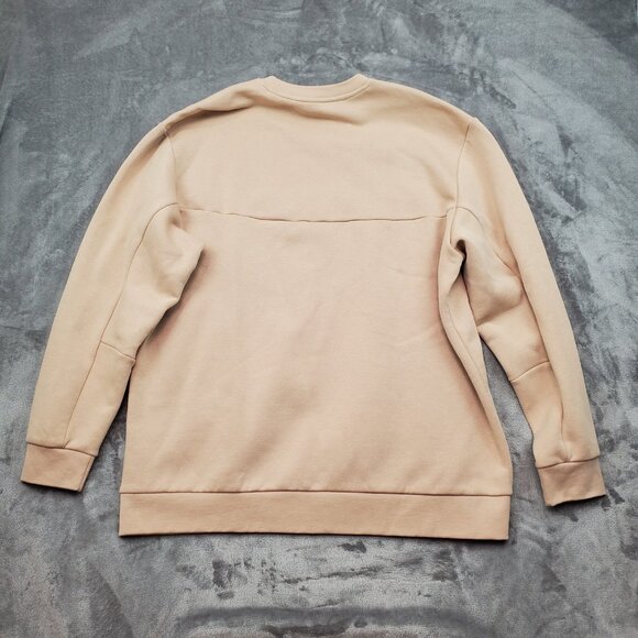 adidas Stadium Fleece Badge of Sport Crew Sweatshirt Beige Loose Fit Mens Sz XL - Picture 2 of 16